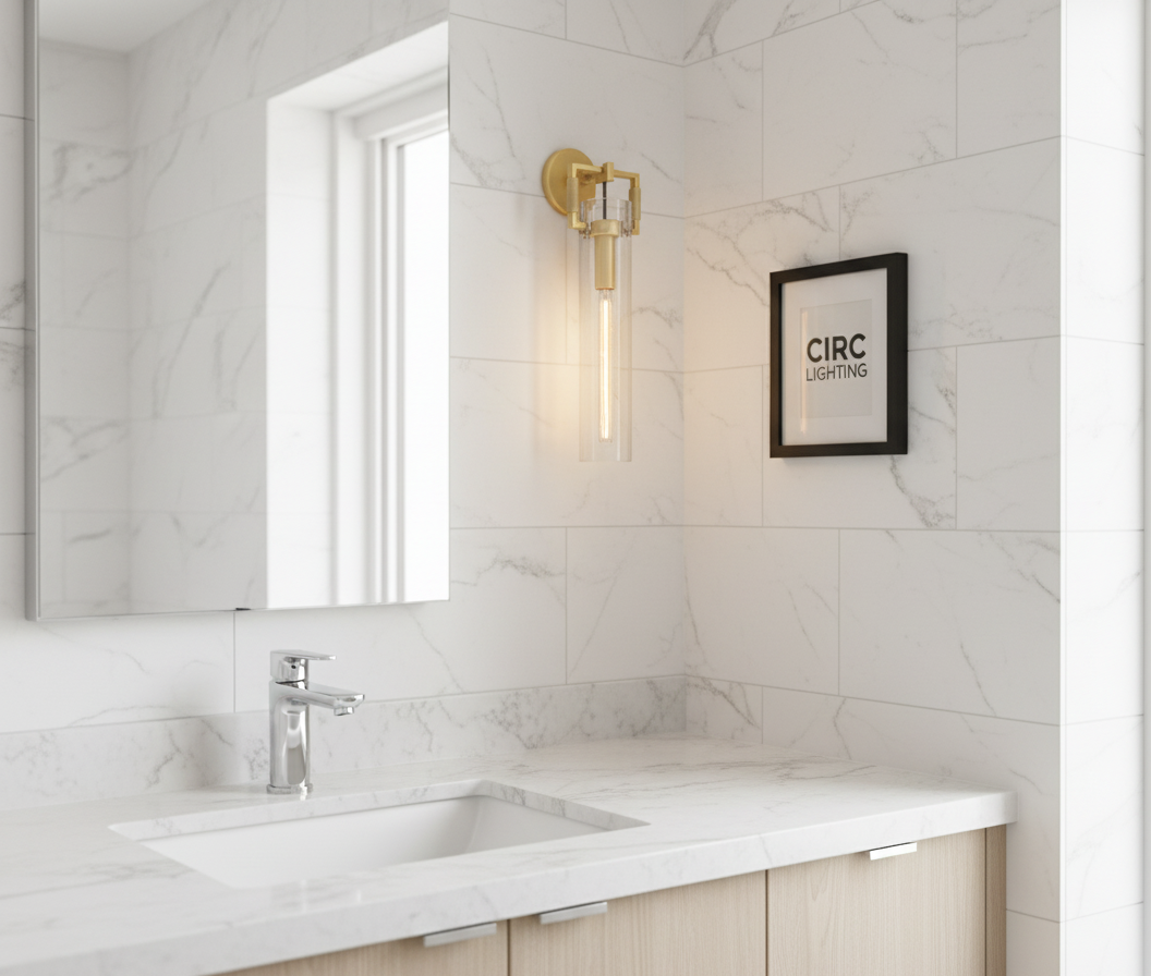 Machinist Glass Cylinder Sconce 16"