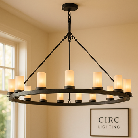 Ondra Round Milk Glass Chandelier 48"