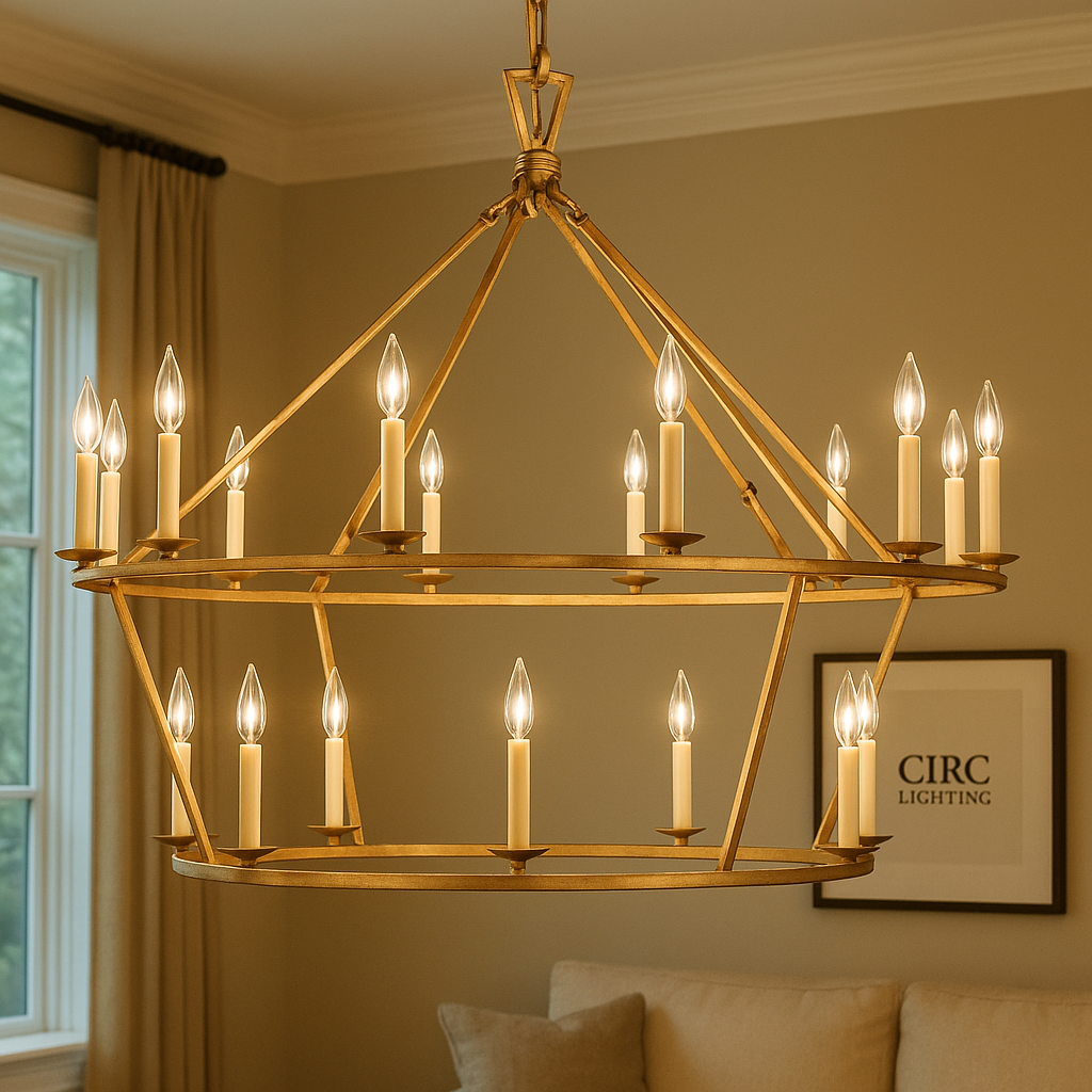 19th C. English Openwork Two-Tier Round Chandelier 40"