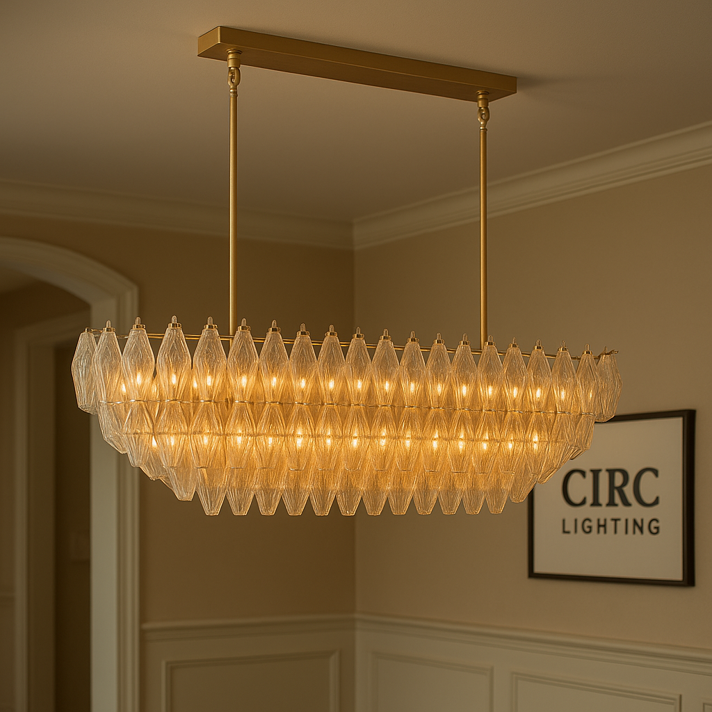 Chiara Clear Glass Tiered Rectangular Chandelier 54"