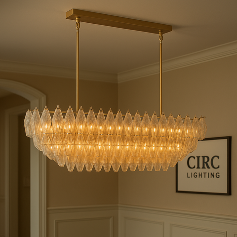 Chiara Clear Glass Tiered Rectangular Chandelier 54"