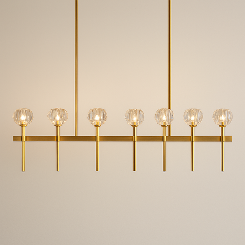 Boule De Cristal Clear Glass Double Linear Chandelier 60"