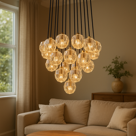 Boule De Cristal Clear Glass Round Cluster Chandelier 24"