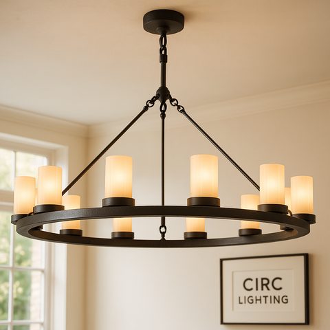 Ondra Round Milk Glass Chandelier 36"