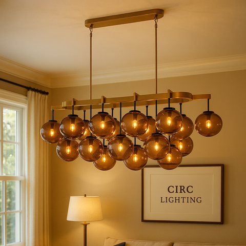 Cabrette Amber Glass Linear Chandelier 72"