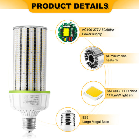 300W16SX NEW LED CORN LIGHT 300W 5000K E39 100-277VAC PC COVER