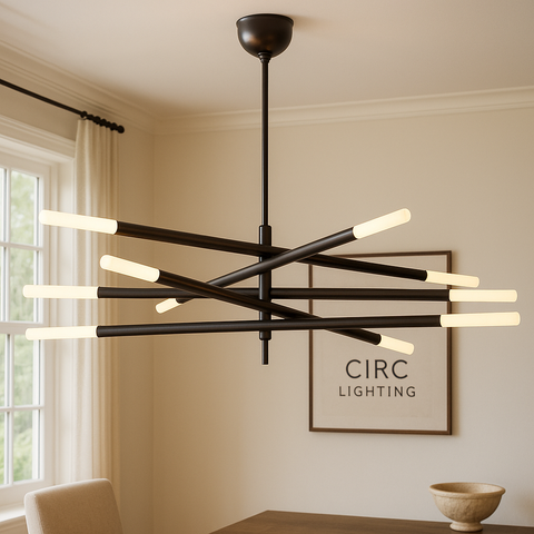 Rousseau 10-Light Mobile Etched Rod Chandelier