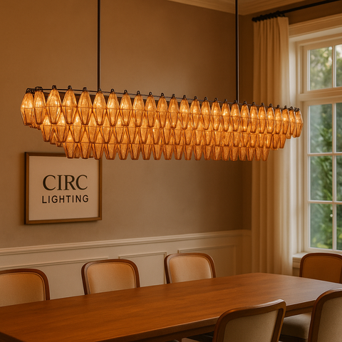 Chiara Smoke Glass Tiered Rectangular Chandelier 74"