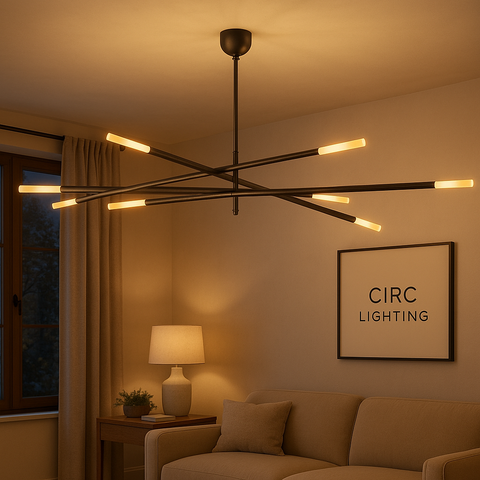 Rousseau 8-Light Mobile Etched Rod Chandelier