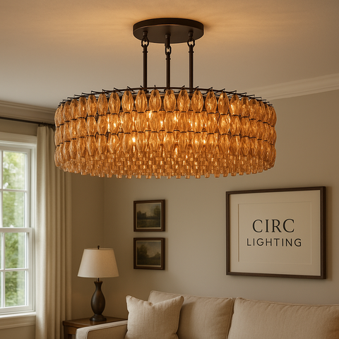Chiara Smoke Glass Round Chandelier 62"