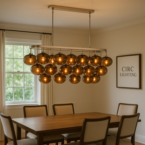 Cabrette Amber Glass Linear Chandelier 72"