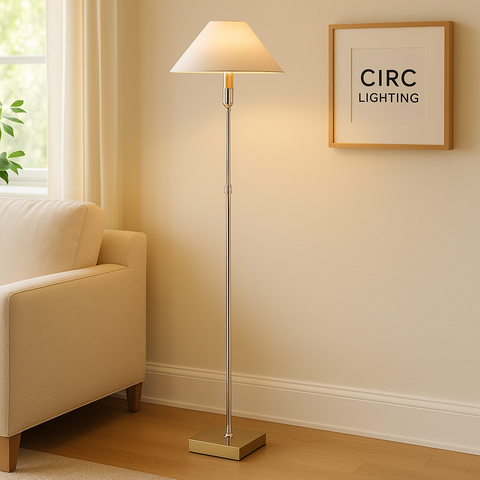 Pyramid Metal Shade Telescoping Floor Lamp