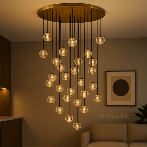 Boule De Cristal Smoke Glass Round Cluster Chandelier 40"
