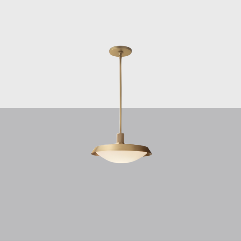 Brass Knurled Hub Pendant – Milk Glass Light