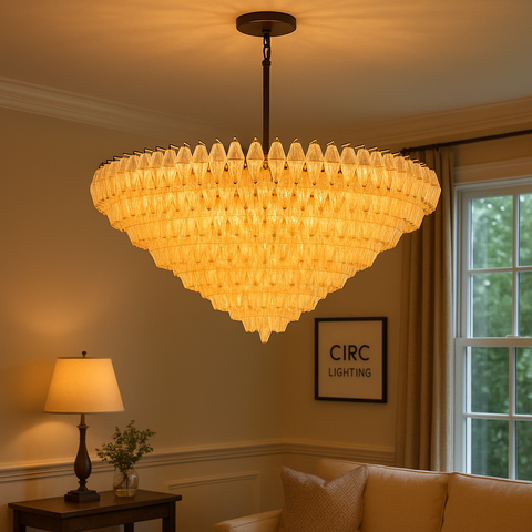 Chiara Clear Glass Tiered Round Chandelier 62"