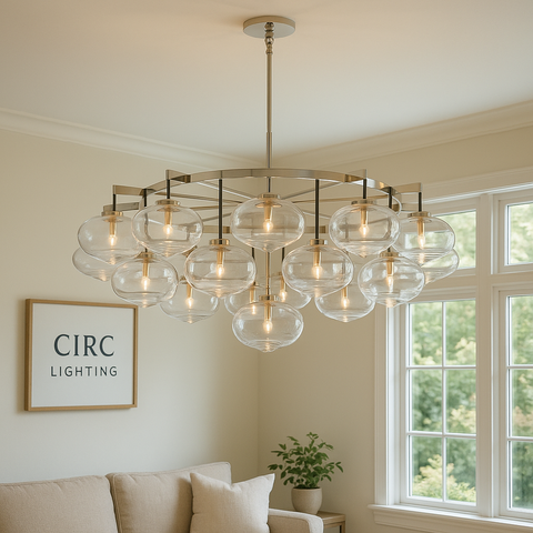 Cabrette Clear Glass Round Chandelier 60"