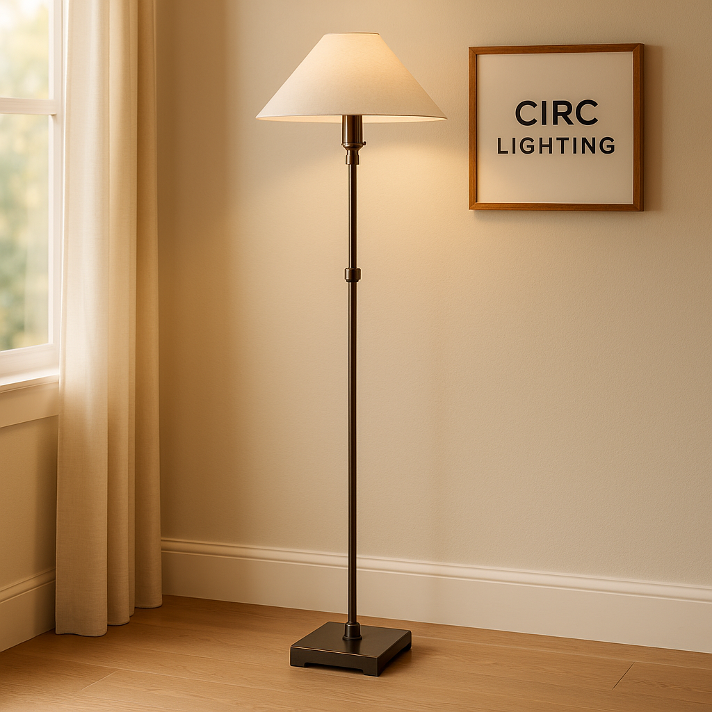 Pyramid Linen Shade Telescoping Floor Lamp