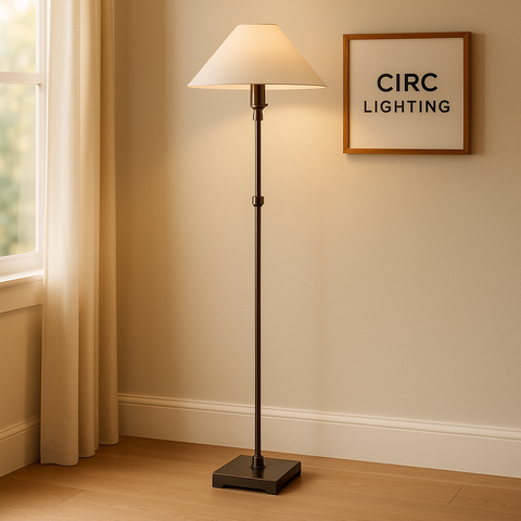 Pyramid Linen Shade Telescoping Floor Lamp