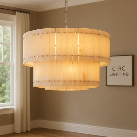 San Marco Alabaster Round Tiered Chandelier 48"