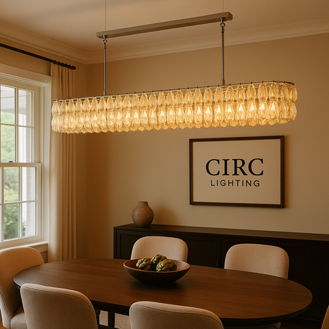 Chiara Clear Glass Rectangular Chandelier 74"