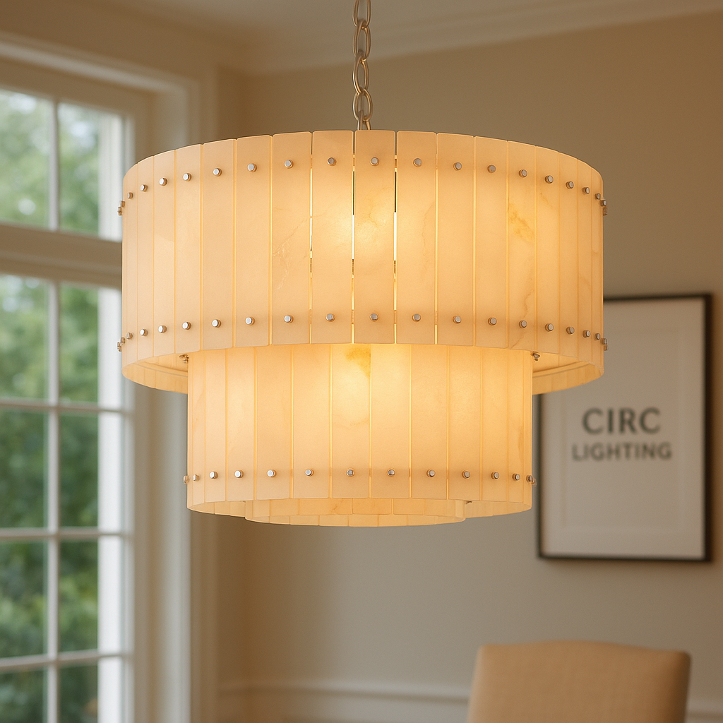 San Marco Alabaster Round Tiered Chandelier 37"
