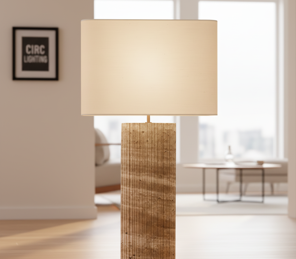 Tallado Tiziano Travertine Convex Table Lamp