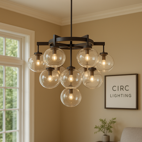 Cabrette Clear Glass Round Chandelier 36"