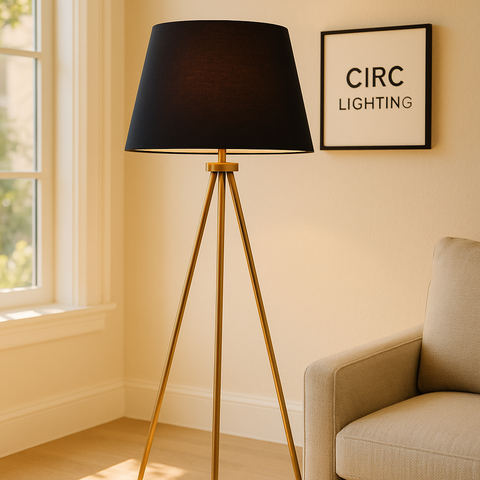 Reed Linen Shade Floor Lamp