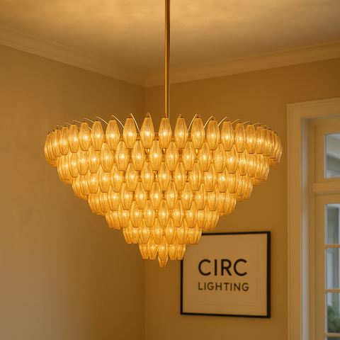 Chiara Smoke Glass Tiered Round Chandelier 62"