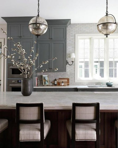 Bayridge Large Pendant | Mercury Glass & Aged Iron Light Fixture