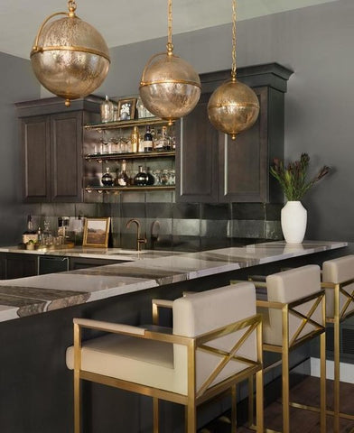 Bayridge Large Pendant | Mercury Glass & Aged Iron Light Fixture