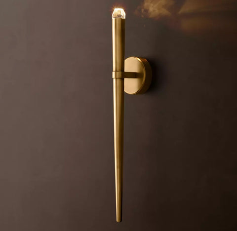 Aquitaine Torch Sconce | LED Brass & Crystal Wall Light