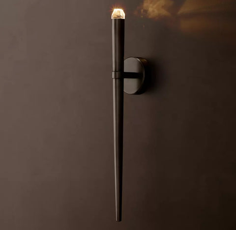 Aquitaine Torch Sconce | LED Brass & Crystal Wall Light
