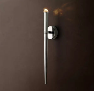Aquitaine Torch Sconce | LED Brass & Crystal Wall Light