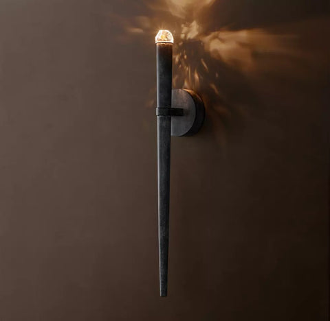 Aquitaine Torch Sconce | LED Brass & Crystal Wall Light