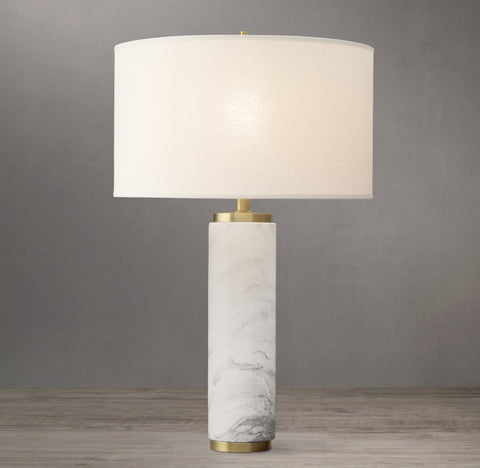 Cylindrical Column Marble Table Lamp