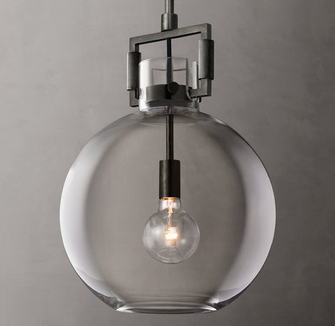 Machinist Glass Globe Pendant – Brass & Nickel