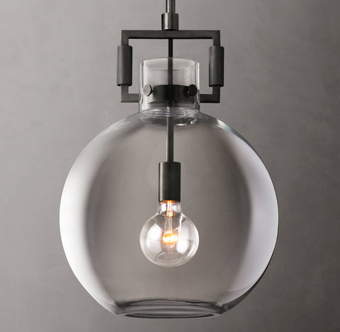 Machinist Glass Globe Pendant – Brass & Nickel