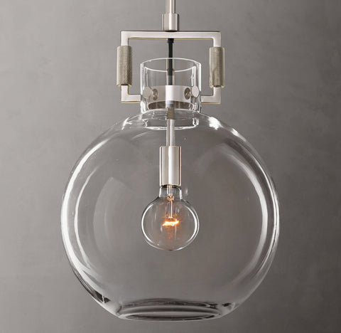 Machinist Glass Globe Pendant – Brass & Nickel