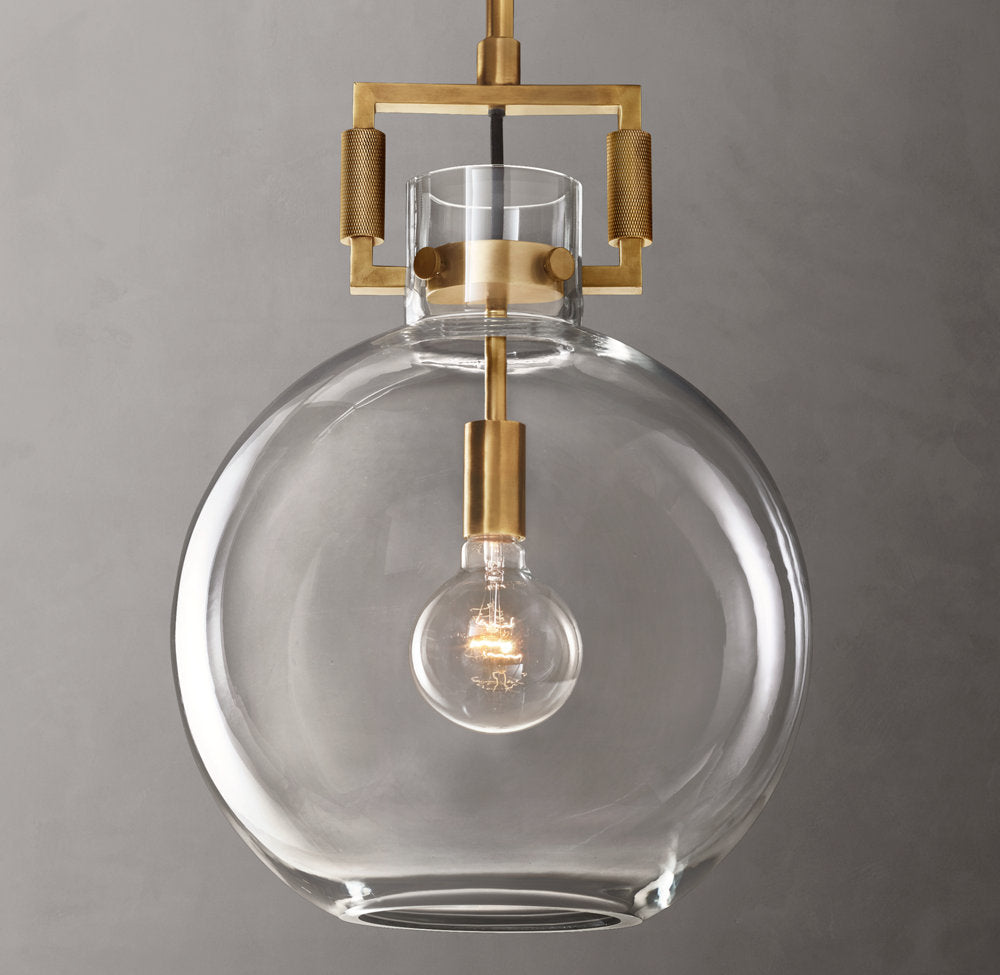 Machinist Glass Globe Pendant – Brass & Nickel