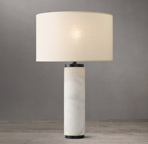 Cylindrical Column Marble Table Lamp
