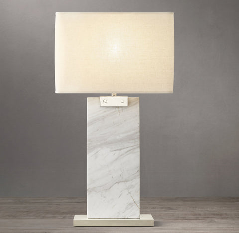 Rectangular Column Alabaster Table Lamp
