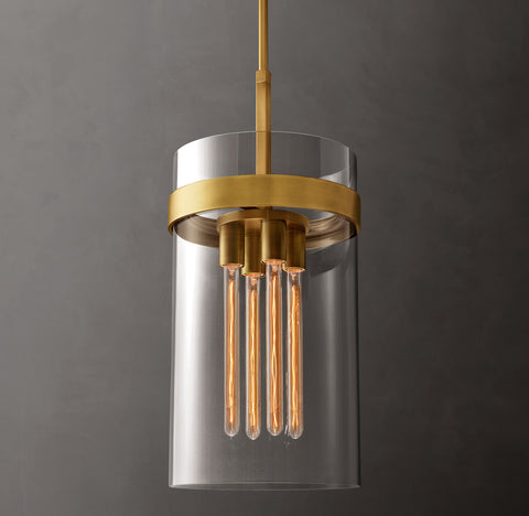 Glass Pendant Light – Ravelle 12" with Steel Frame