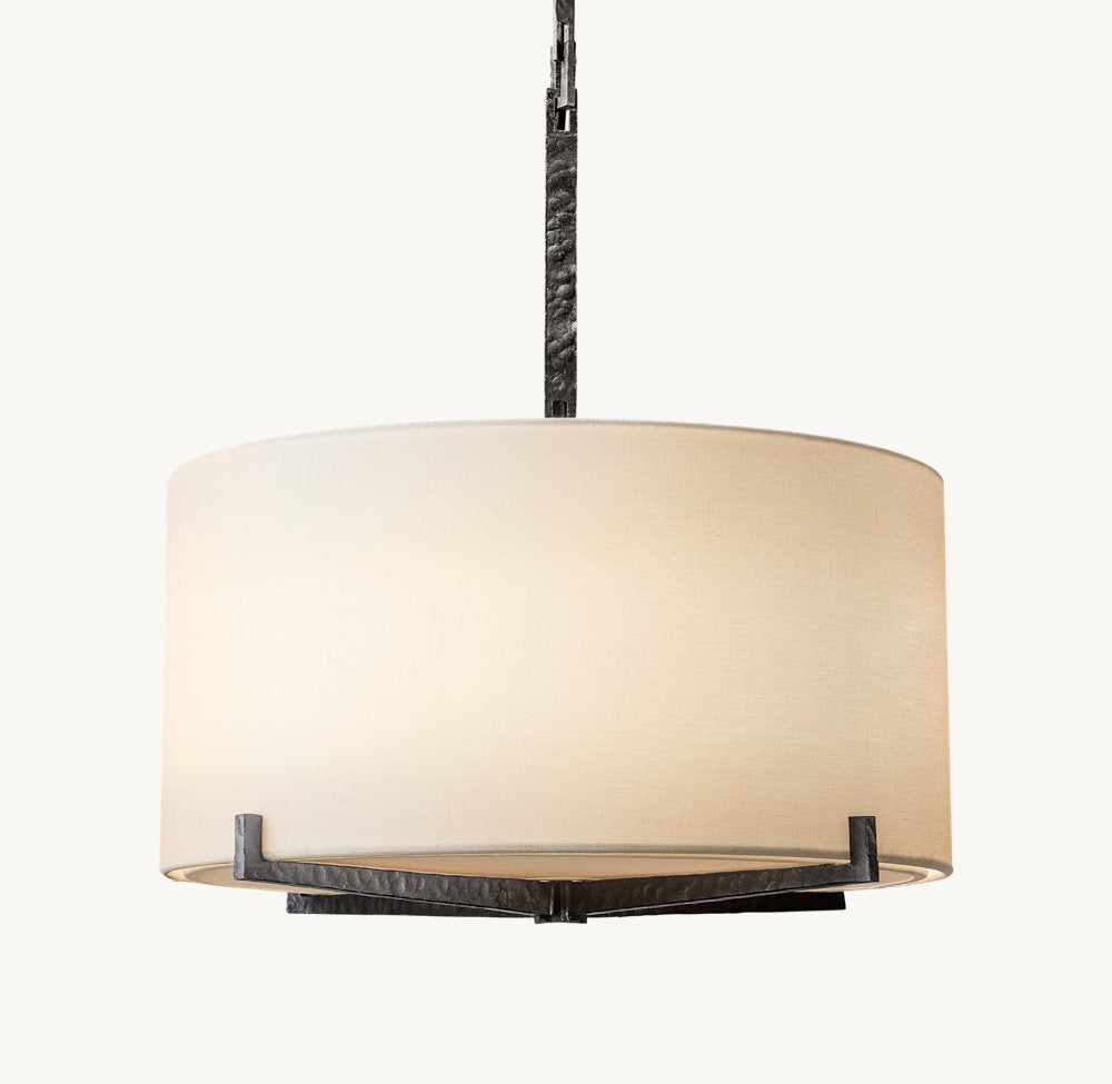 Ryder Pendant – White Linen Drum Chandelier