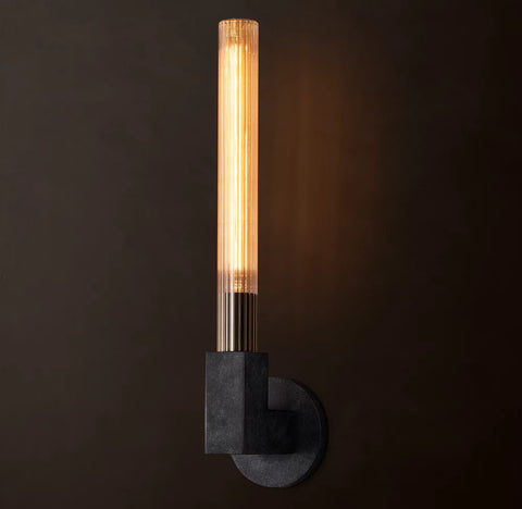 Cannele Outdoor Sconce | Luxury Brass & Glass Wall Light for