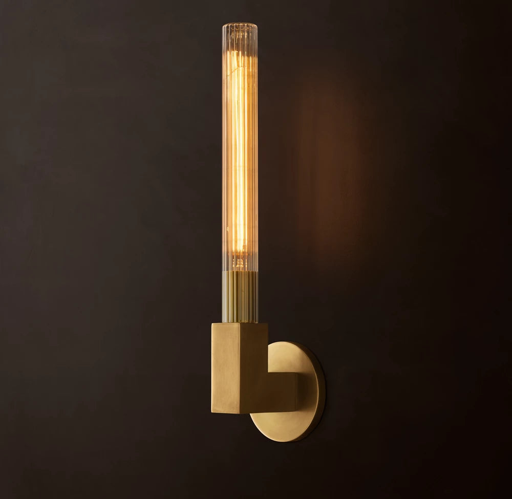 Cannele Outdoor Sconce | Luxury Brass & Glass Wall Light for