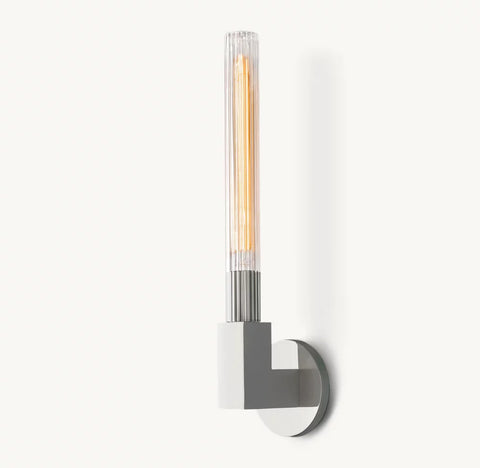 Cannele Outdoor Sconce | Luxury Brass & Glass Wall Light for
