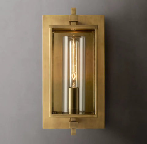 Devaux Square Sconce | Luxury Brass & Crystal Wall Light