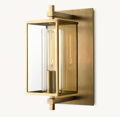 Devaux Square Sconce | Luxury Brass & Crystal Wall Light