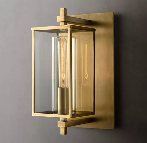 Devaux Square Sconce | Luxury Brass & Crystal Wall Light